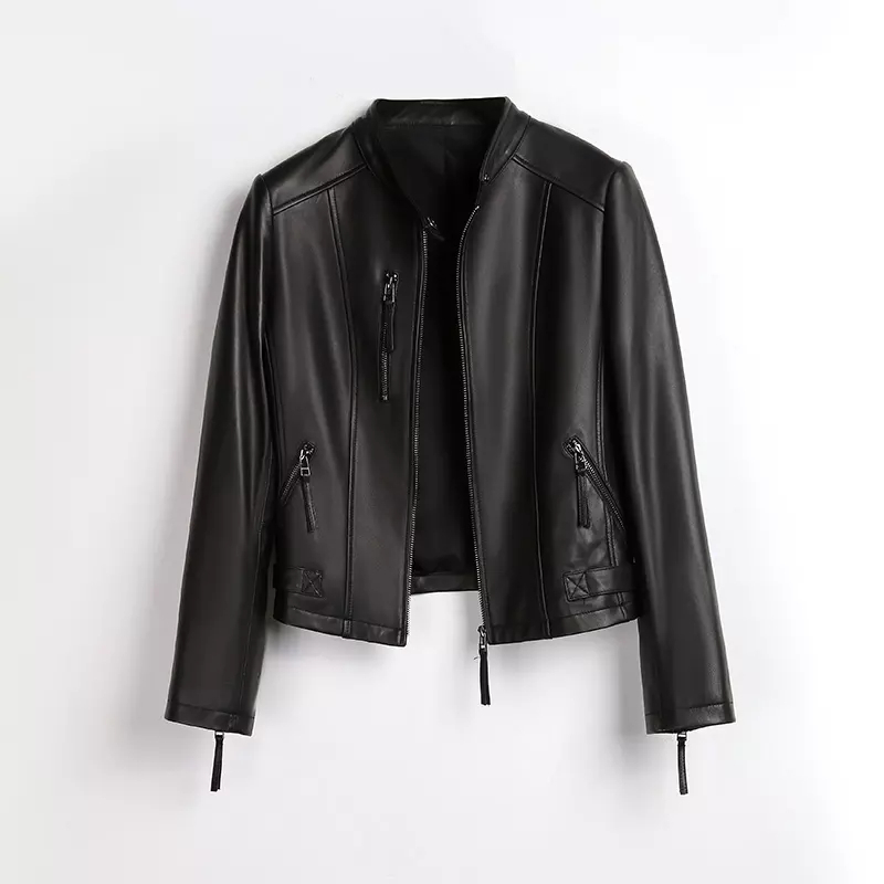 Women's Genuine Cowhide Leather Biker Jacket with Python Embossed Leather, New Vintage Style Snakeskin Leather Motorcycle Jacket