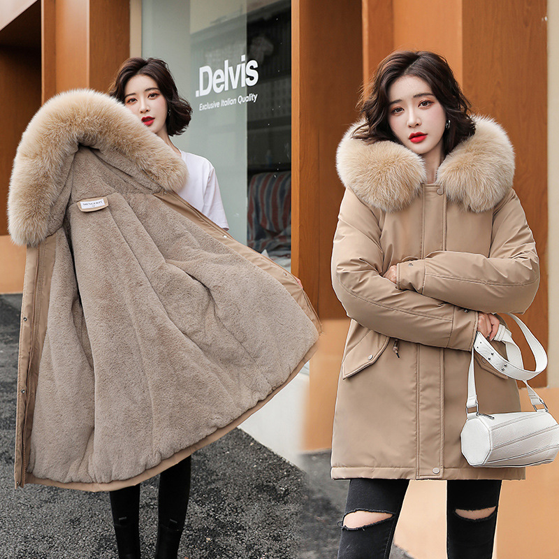 Cheap Clothes Women's Winter Casual Coat Fur Parka Women With Wool Collar Winter Jackets for Ladies Winter Clothes for Women