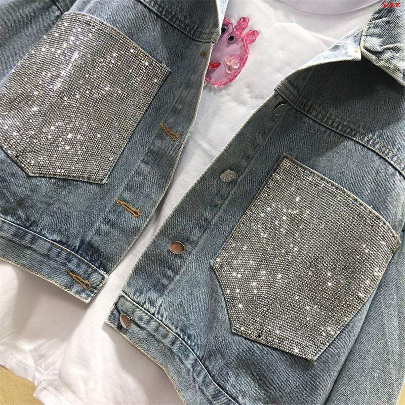 LILUO 2025 Women's Custom Jeans Jacket Rhinestone Denim Woman Jacket Fashion Loose Fit Denim Jacket