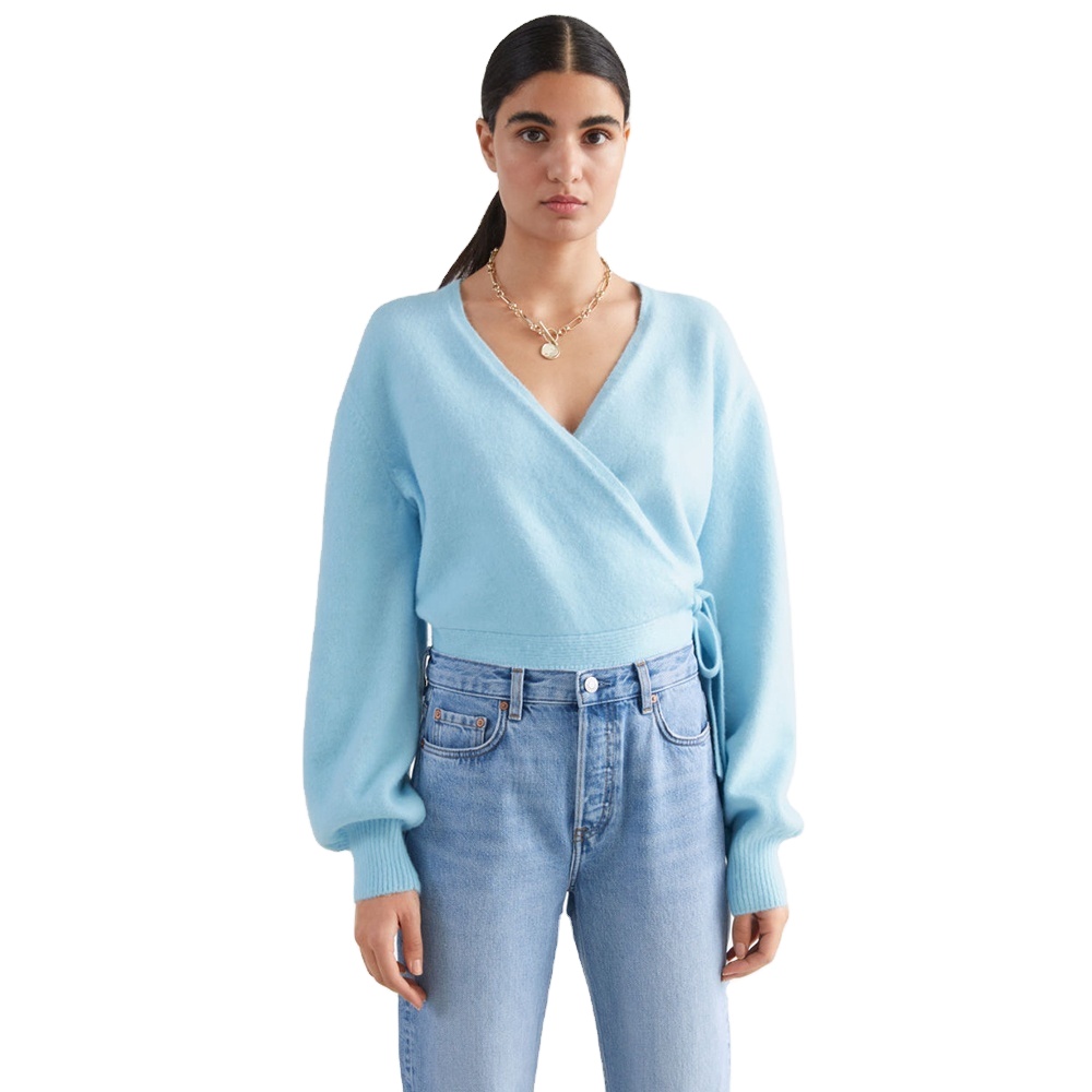 2022 Custom Logo Women's Sweater Long Sleeve Knitwear Long Sleeve Soft Knit Wrap Cardigan Wool Women Sweater Cardigan