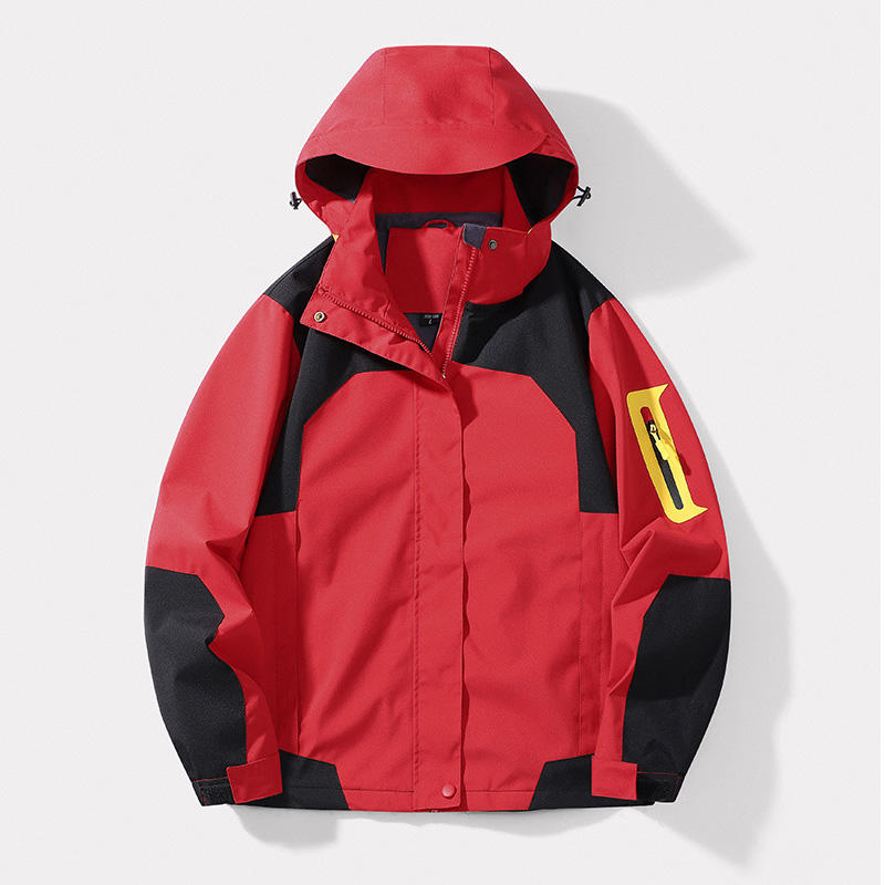 Factory Wholesale Women's Contrast Color Hooded Windproof Waterproof Breathable Thin Long Zipper Outdoor Soft Shell Jacket