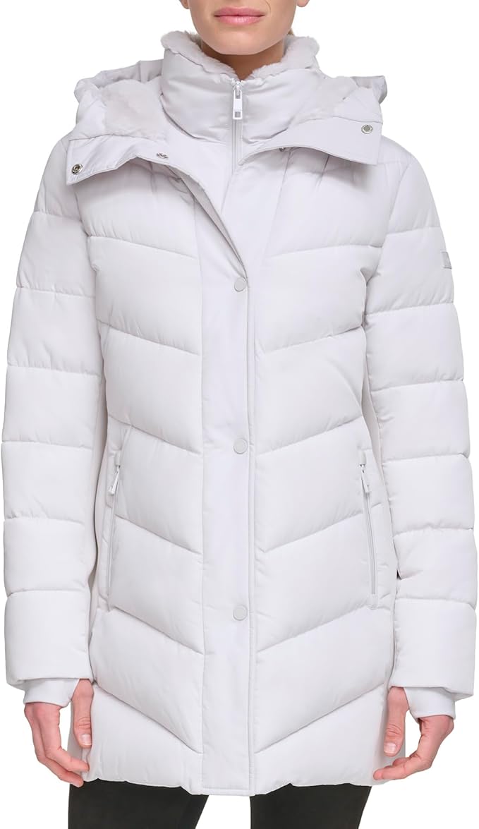 Womens Patterned Quilted Shearling Bomber Jacket
