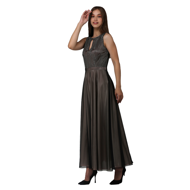 Luxury Hot Selling Black Sleeveless Embellished Long Dress for Women Designer Evening Party Wear Elegant Gown