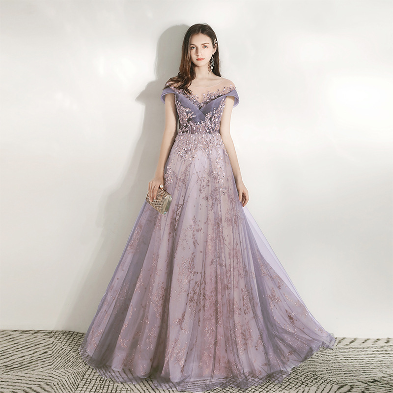 Factory Direct Sale Elegant Dresses Women Formal Gowns Evening Plus Size Party V-Neck Diamonds Evening Dress