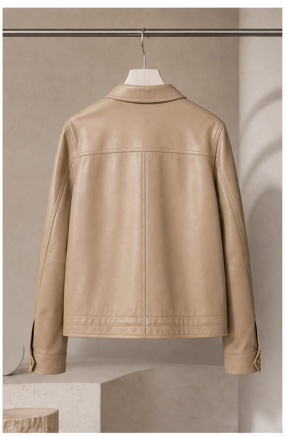 New Spring Autumn Utility Style Leather Jacket, Women's Short Turn-Down Collar Coat for Daily Wear