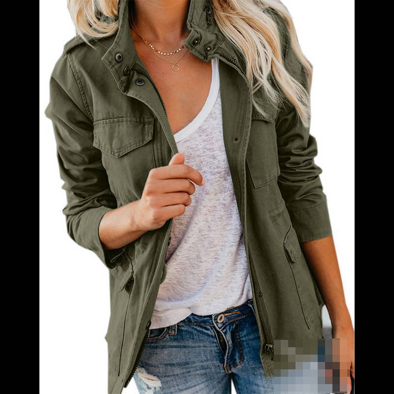 Wholesale Women Zipper Jacket Coat Autumn Female Outerwear Long Sleeve Casual Streetwear Coat Windbreaker Stand Collar Jackets