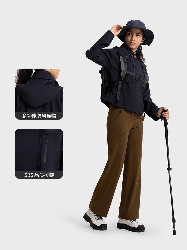 Windproof Waterproof Breathable Short Trench Coat Outdoor Leisure Women Sports Jacket With Hooded