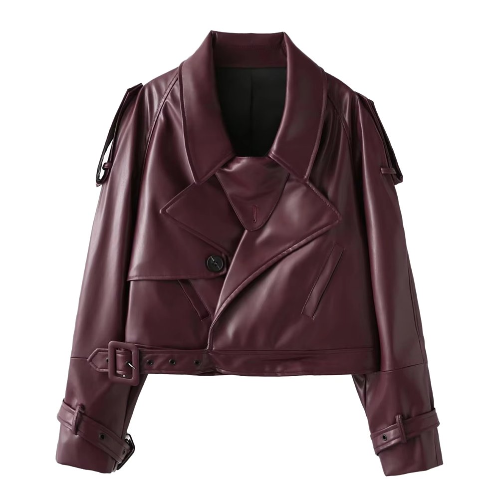 RTS New Arrivals Custom Logo Burgundy Genuine Leather Jackets Women's Trending Product Vintage Jackets Streetwear Women Classic