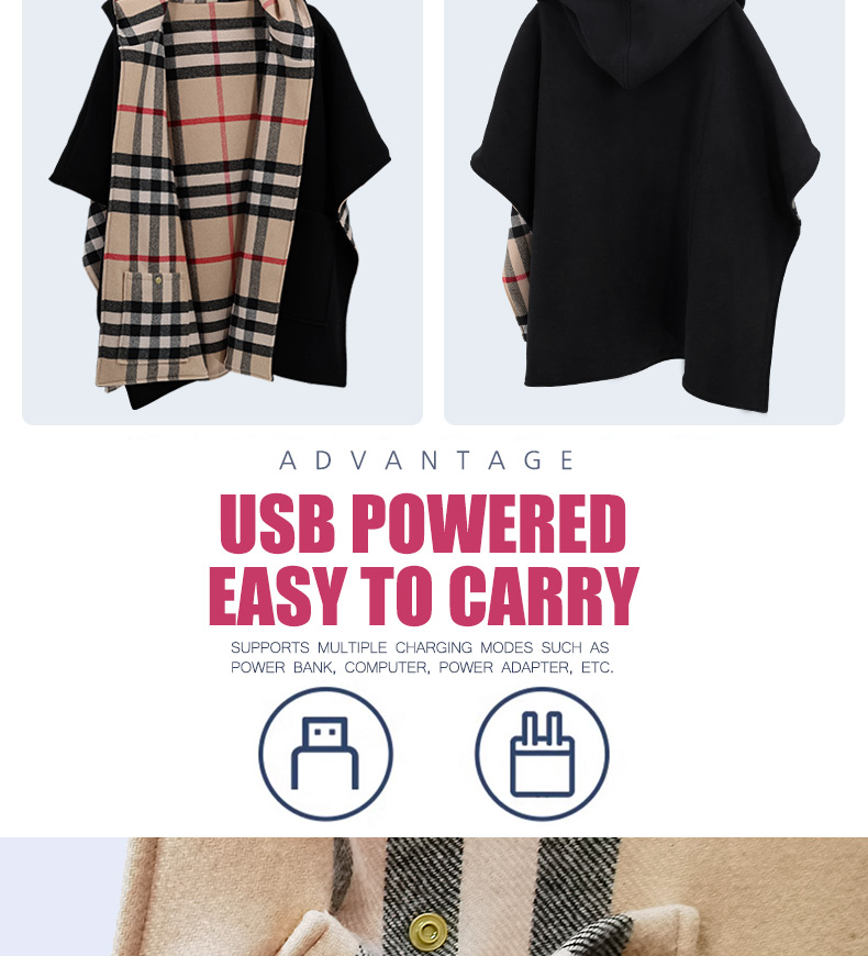 Women Casual Polyester Heated Coat Regular Winter Parka Electric Thermal Waterproof Outdoor Hooded Outerwear Short USB
