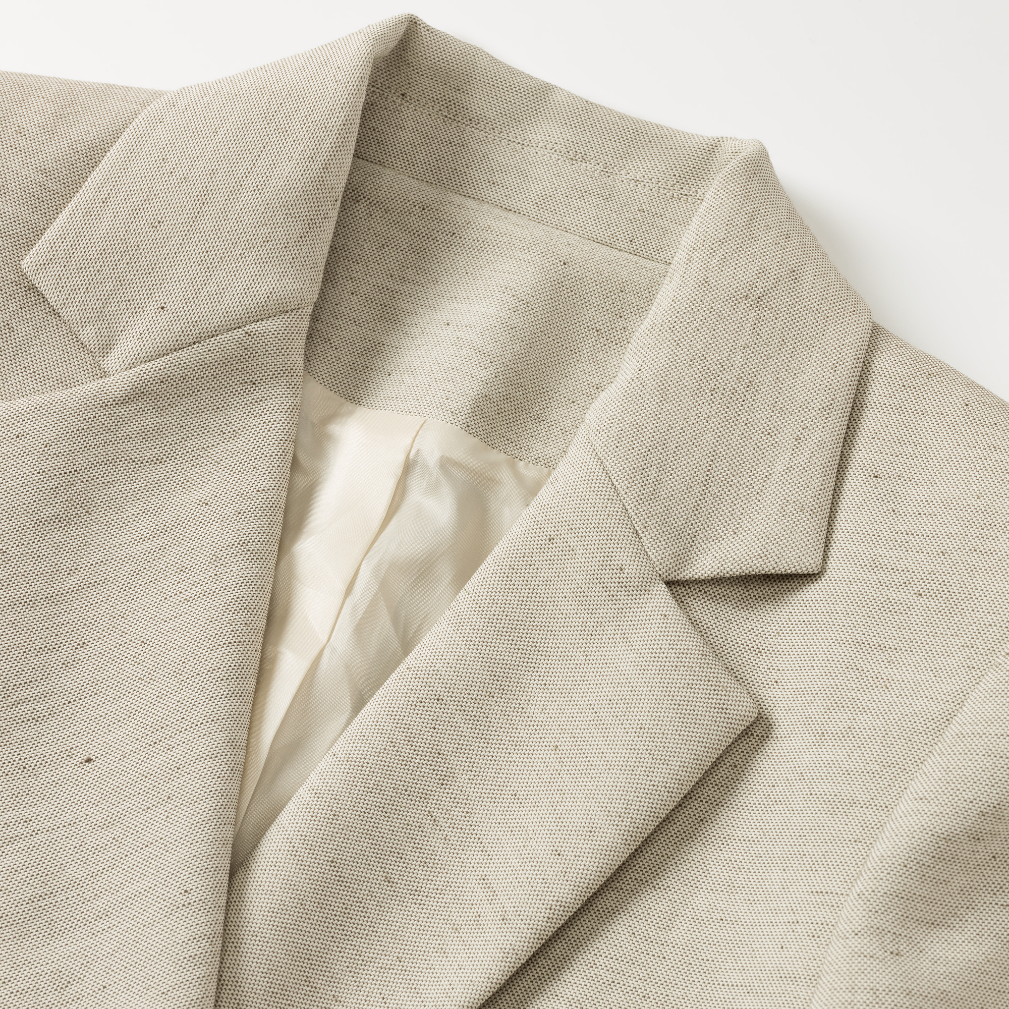 Women's Elegant Long Belted Blazer Coat Polyester Cotton Linen Blend Double Breasted Trench Jacket Office Wear Oatmeal