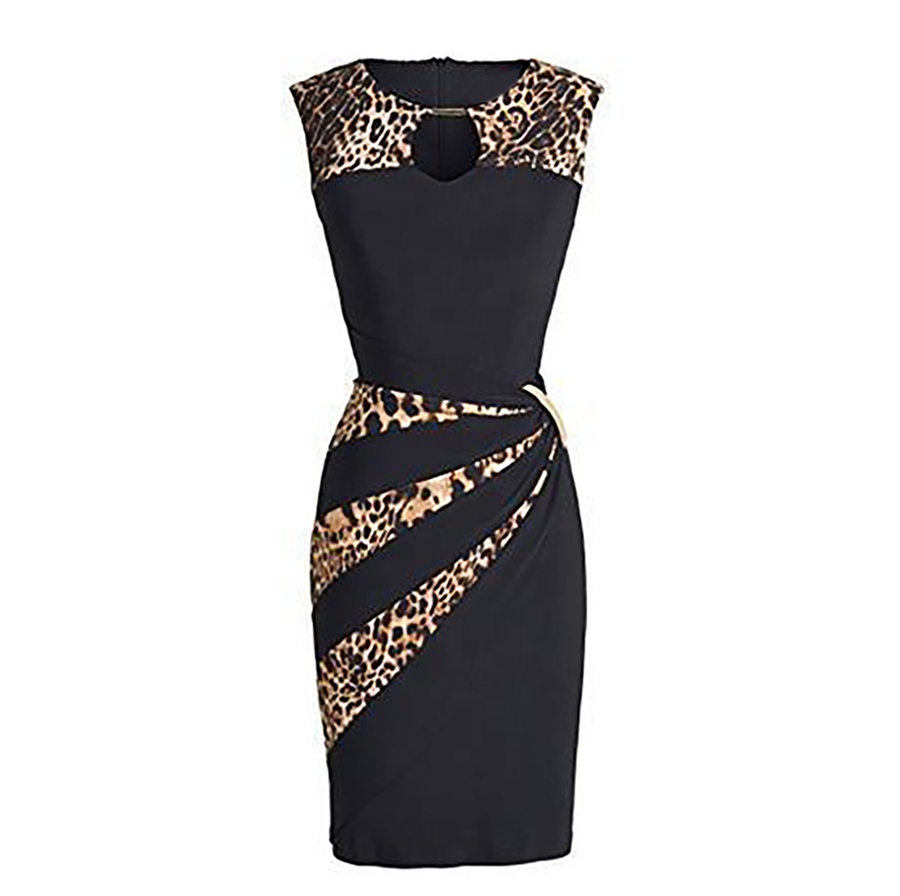 High Quality Luxury Sweet Leopard Print Natural Button Short Sleeve Elegant Evening Gown Eco-Friendly Lace Pencil Diamonds