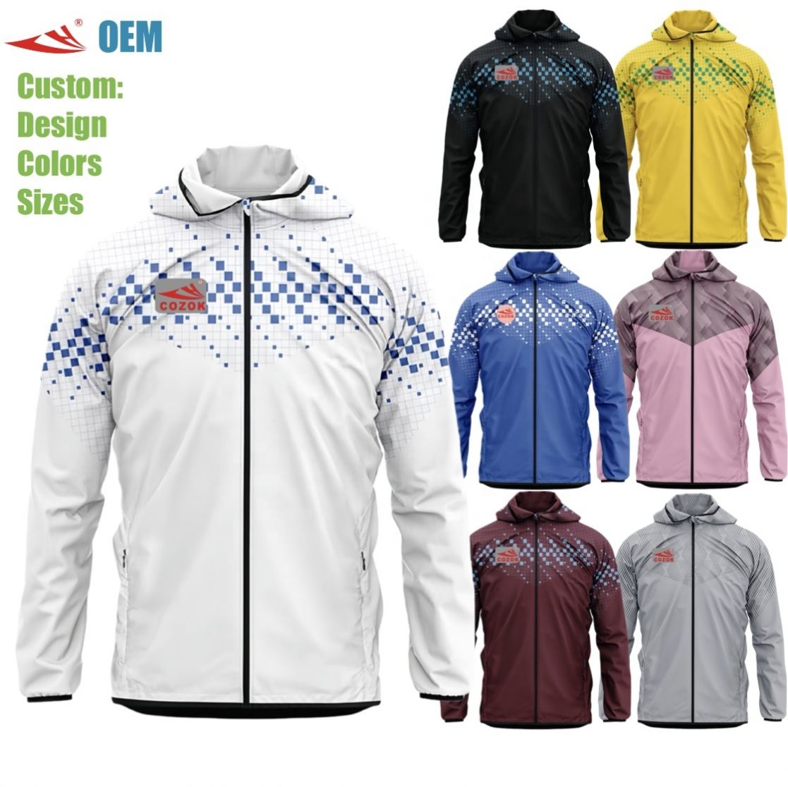 Jacket Windbreaker Men Women Custom Logo Nylon Waterproof Light Zip up Jackets for Outdoor Running Workout Sport Tracksuit