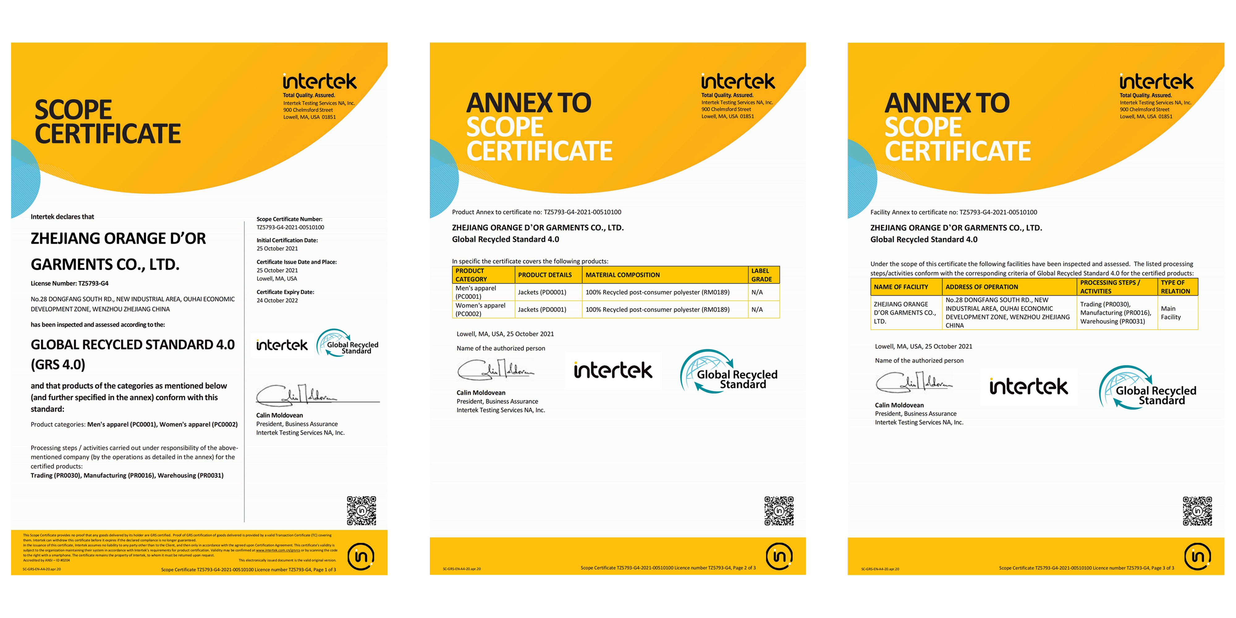 Certificates