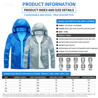 Unisex UPF 50+ Water Resistant Skin Coat with Custom Logo-Lightweight Thin Quick-Dry Windbreaker for Men &amp; Women Hiking