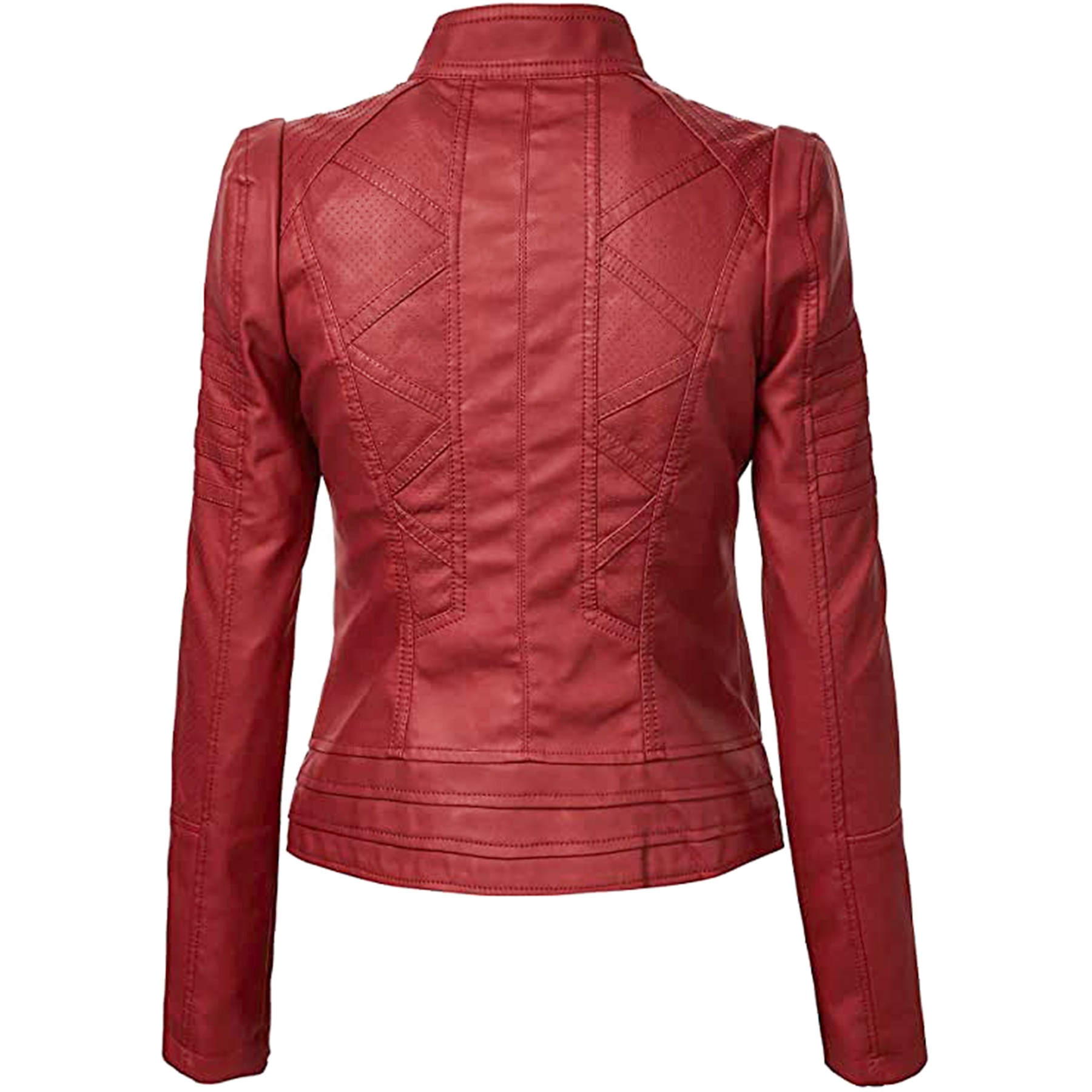 New Design Wholesale Women's Leather Bomber Jacket-Breathable Rivet Detail