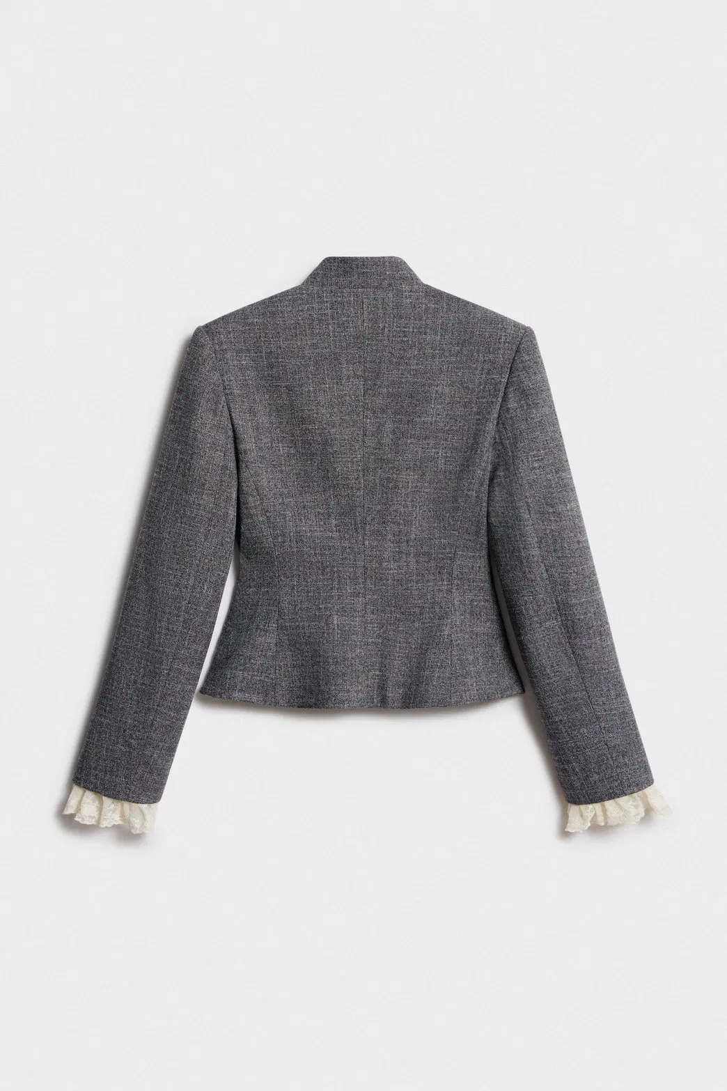 Elegant Women Suits Blazer Paired with Skirt Wholesale Pearl Button Closure Suits Blazer with Stand Collar
