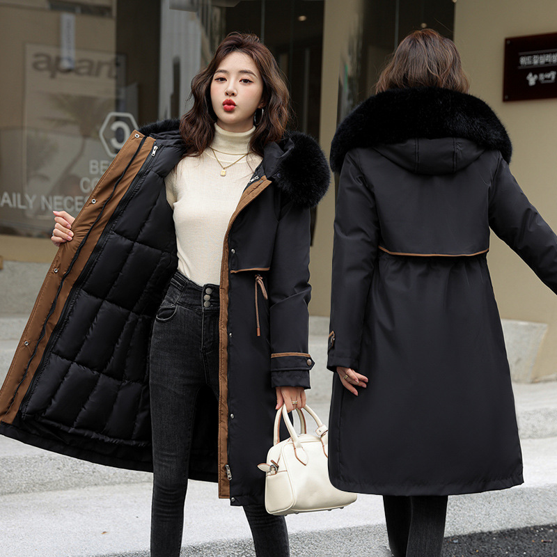 Hot Selling 2025 Puffy Cotton Down Jacket Padded Winter Fashion Long 2 Pcs Parkas Women's Down Coats