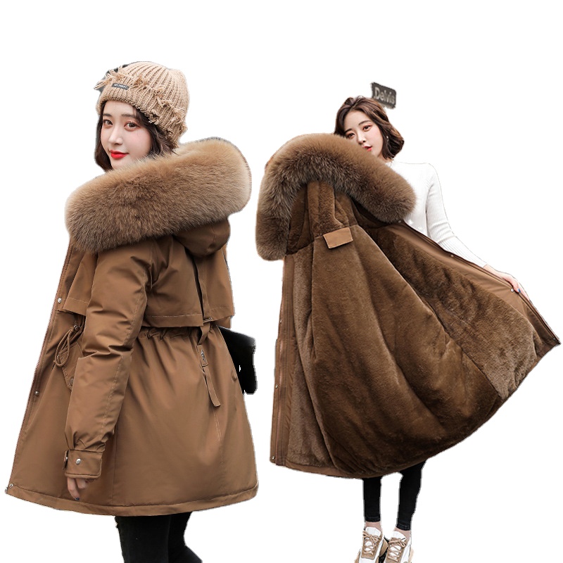 Cheap Clothes Women's Winter Casual Coat Fur Parka Women With Wool Collar Winter Jackets for Ladies Winter Clothes for Women