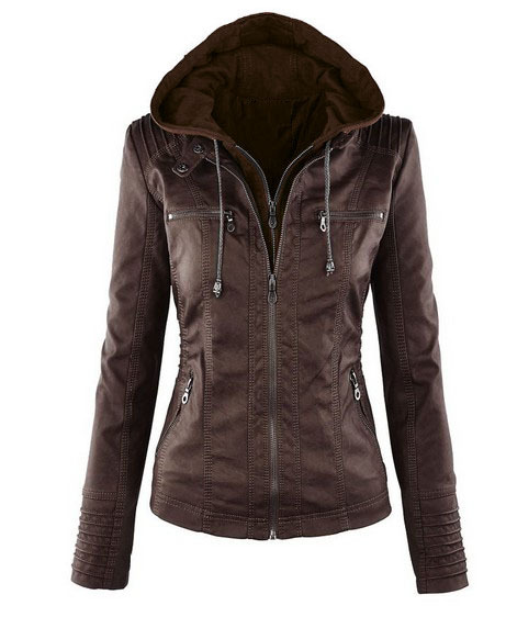Fashion Style Trendy Bomber Leather Jacket Women Brown Leather Cropped Jacket