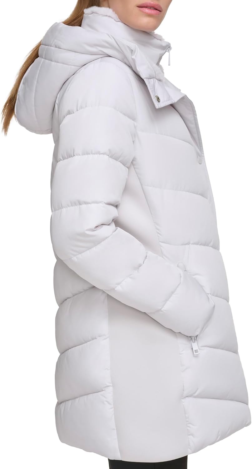 Womens Patterned Quilted Shearling Bomber Jacket