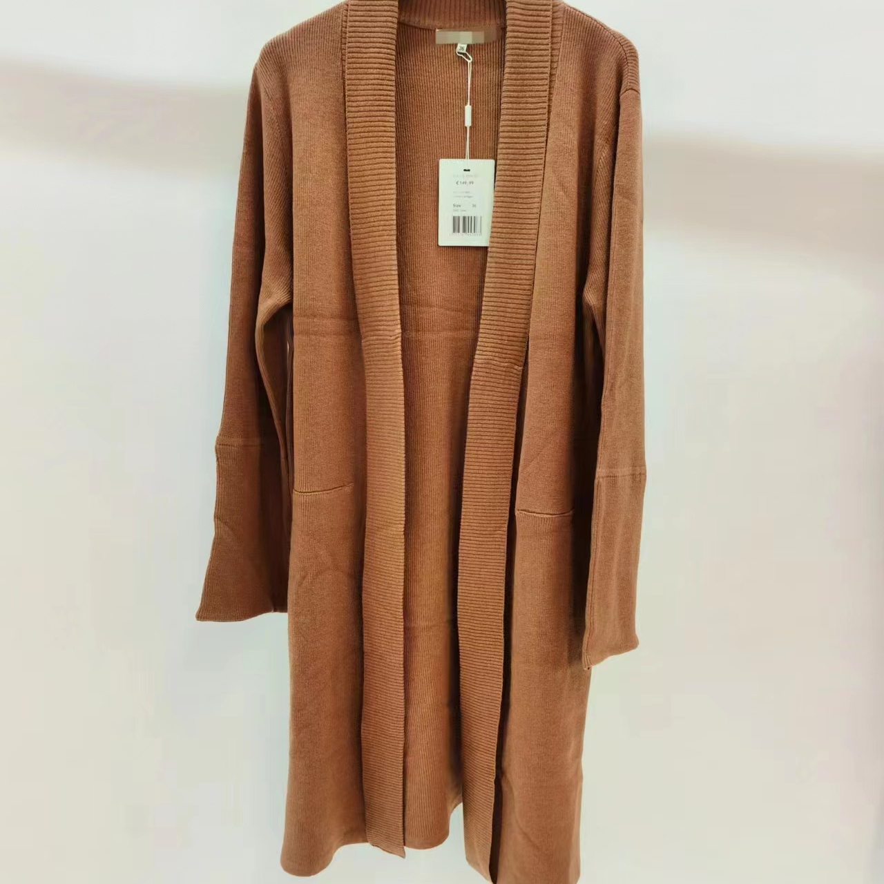 Women's Long Cardigan Open Front in Viscose Knitted Cardigan