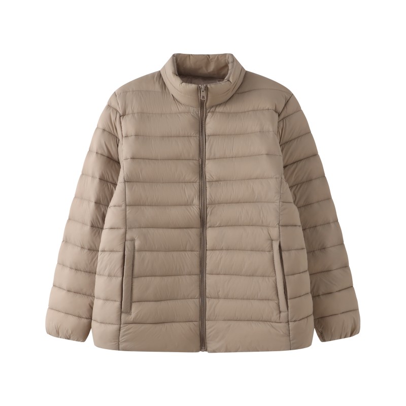 Women's Short Breathable Waterproof Quilted Puffer Jacket-Lightweight Polyester Stand Collar Zipper Casual Outerwear for Europe