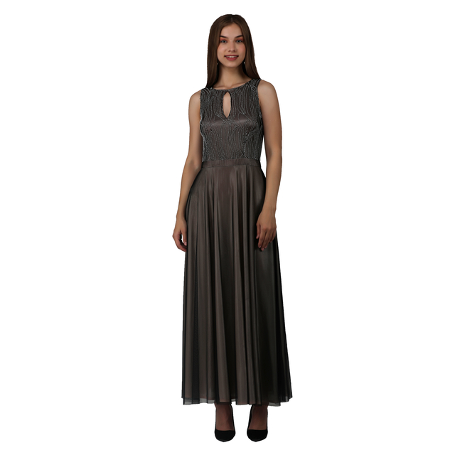 Luxury Hot Selling Black Sleeveless Embellished Long Dress for Women Designer Evening Party Wear Elegant Gown