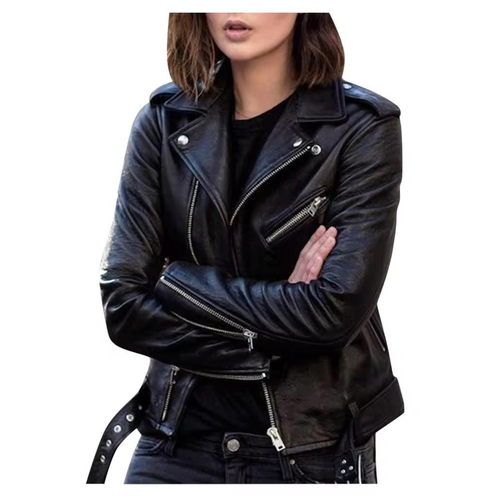 High Quality Women Genuine Leather Jacket Winter Women Leather Jacket/Women's Genuine Lambskin Leather Biker
