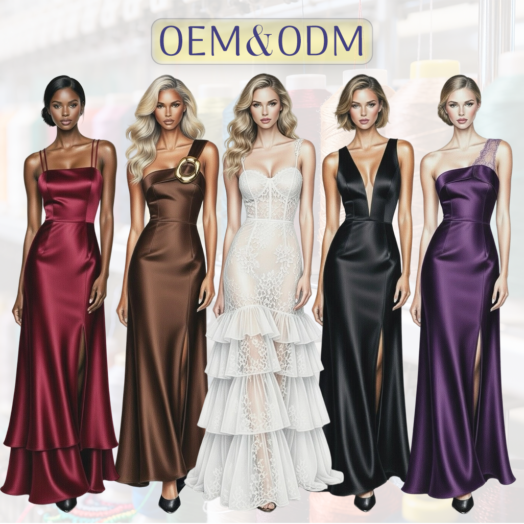 Clothing Manufacturer OEM High Quality Prom Dress Customized Elegant Satin Dresses Ladies' Designer Clothing Evening Gown