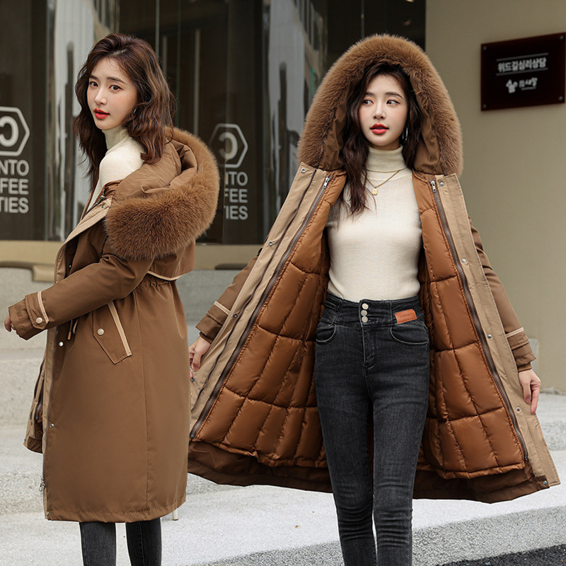 Hot Selling 2025 Puffy Cotton Down Jacket Padded Winter Fashion Long 2 Pcs Parkas Women's Down Coats