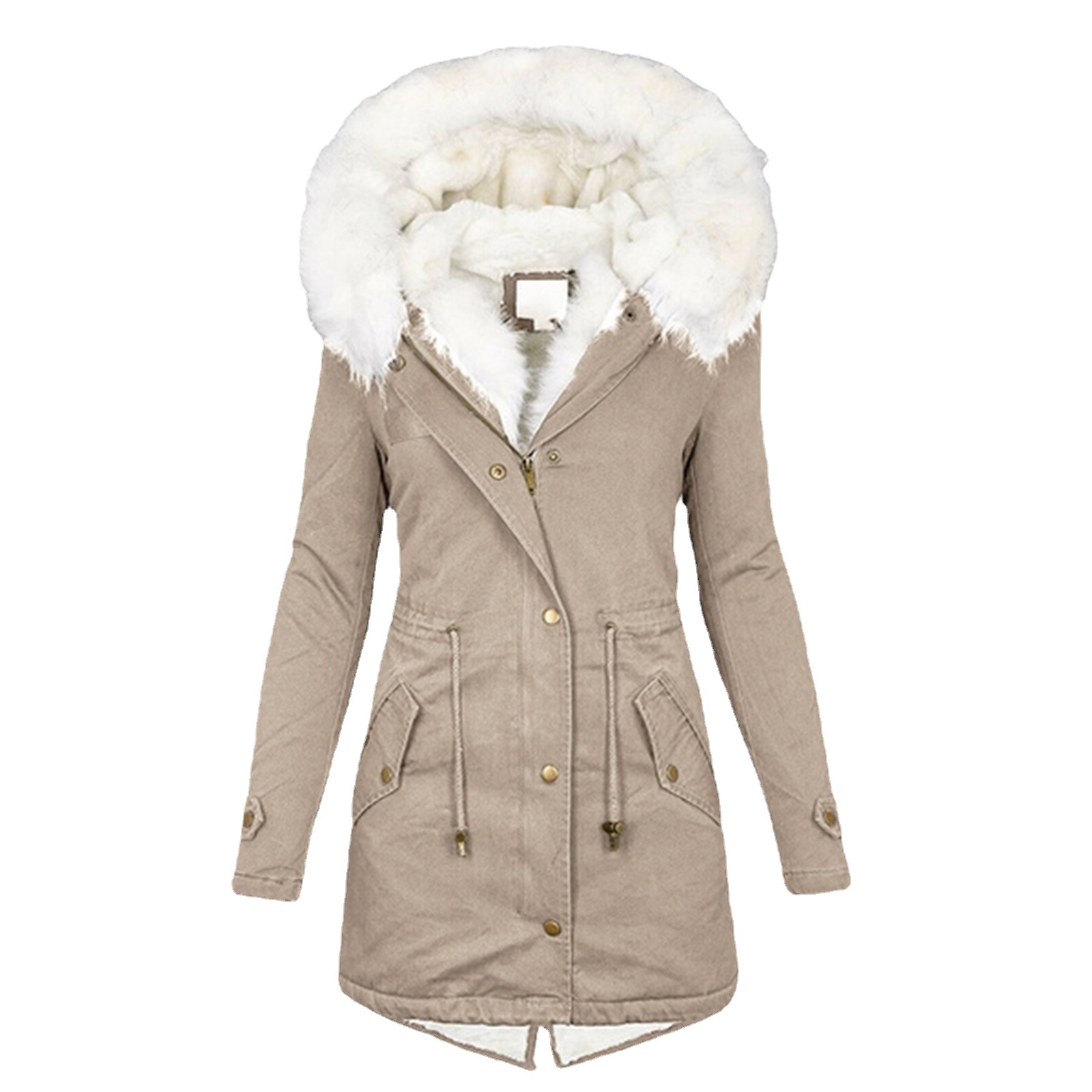 Hot Sale Winter Fashion Women's Thick Padded Hooded Jackets Solid Color Down Cotton Jacket Hooded Parka Coat