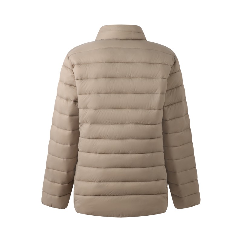 Women's Short Breathable Waterproof Quilted Puffer Jacket-Lightweight Polyester Stand Collar Zipper Casual Outerwear for Europe