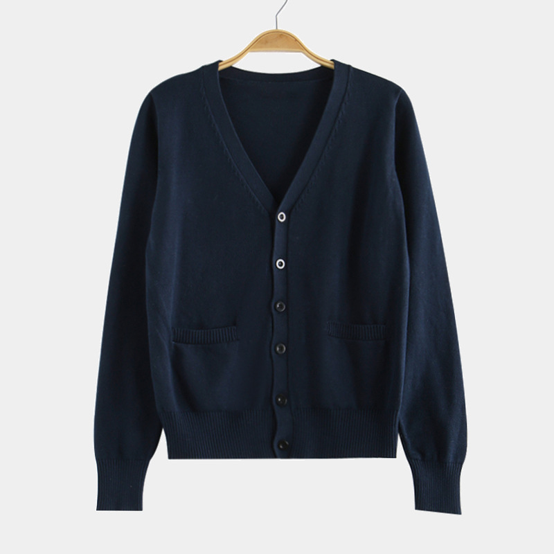 Custom Women V Neck Buttons Pockets Long Sleeves Cardigan Knitwear Cotton Custom Pattern Cardigan Knit Sweater