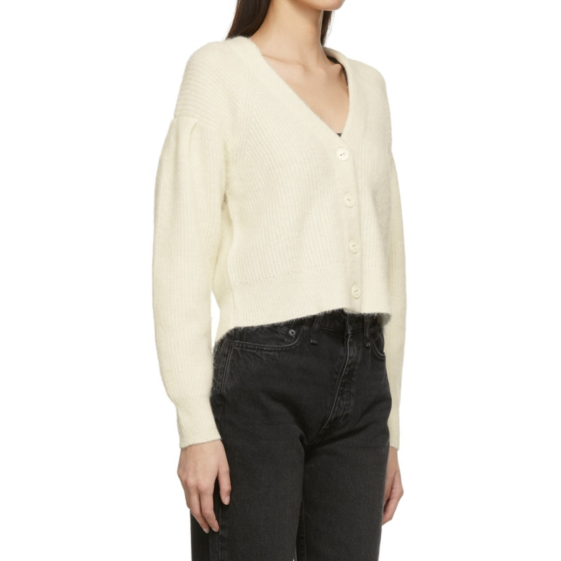 2025 Vintage Ladies V Neck Cardigan Sweater Fashionable Casual Style Short Length Knitted for Spring Season Front Logo Placement