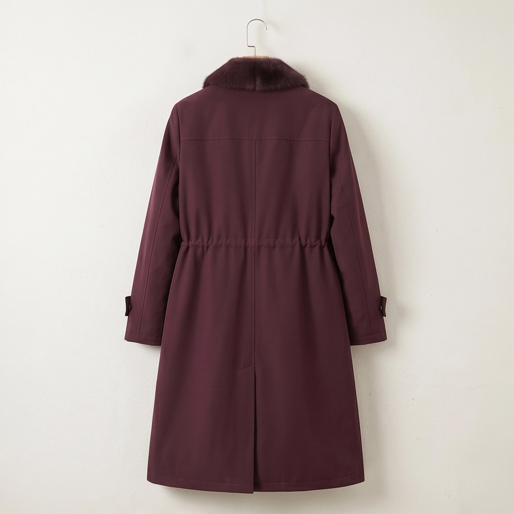 Elegant Mink Fur Lined Winter Parka, Women's Long Water-Resistant Coat for Cold Weather &amp; Office Wear