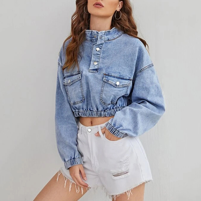 Denim Female Cropped Wholesale Jackets Woman Ladys Girls Denim Jacket