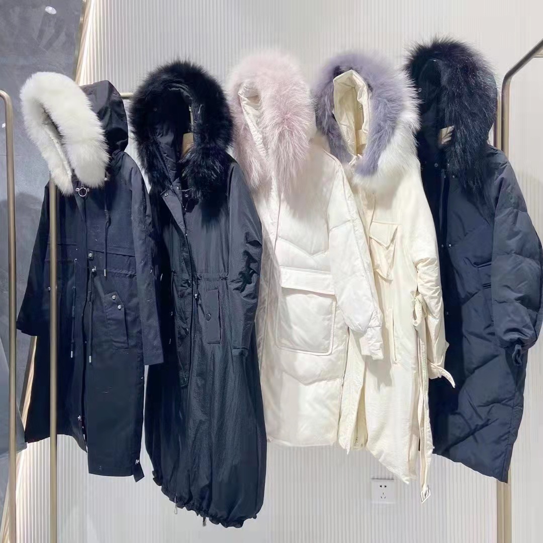 Autumn Winter Long Down Jacket Warm Women's Fluffy Parka Loose Duck Puffer Coat 2025 Real Fox Fur Collar 90%