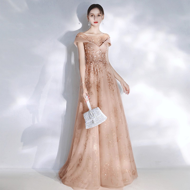 Factory Direct Sale Elegant Dresses Women Formal Gowns Evening Plus Size Party V-Neck Diamonds Evening Dress