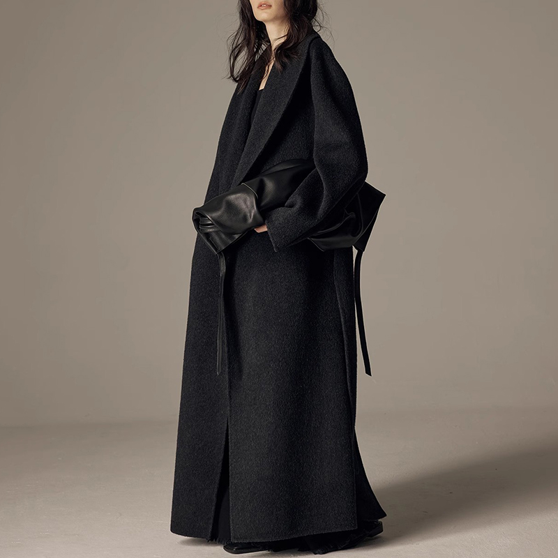 Weshallo Custom Winter Luxury Long Camel Hair Woolen Coats Double Faced Wool Trench Coat for Women