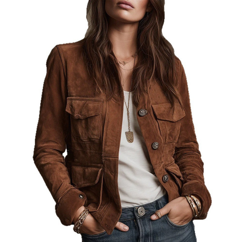 Elegant Women's Blazer with Single Button and Long Sleeves