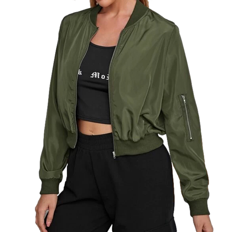 Custom Ladies Jacket Outdoor Windbreaker Polyester Zip up Unisex Jacket Bomber Jacket for Women