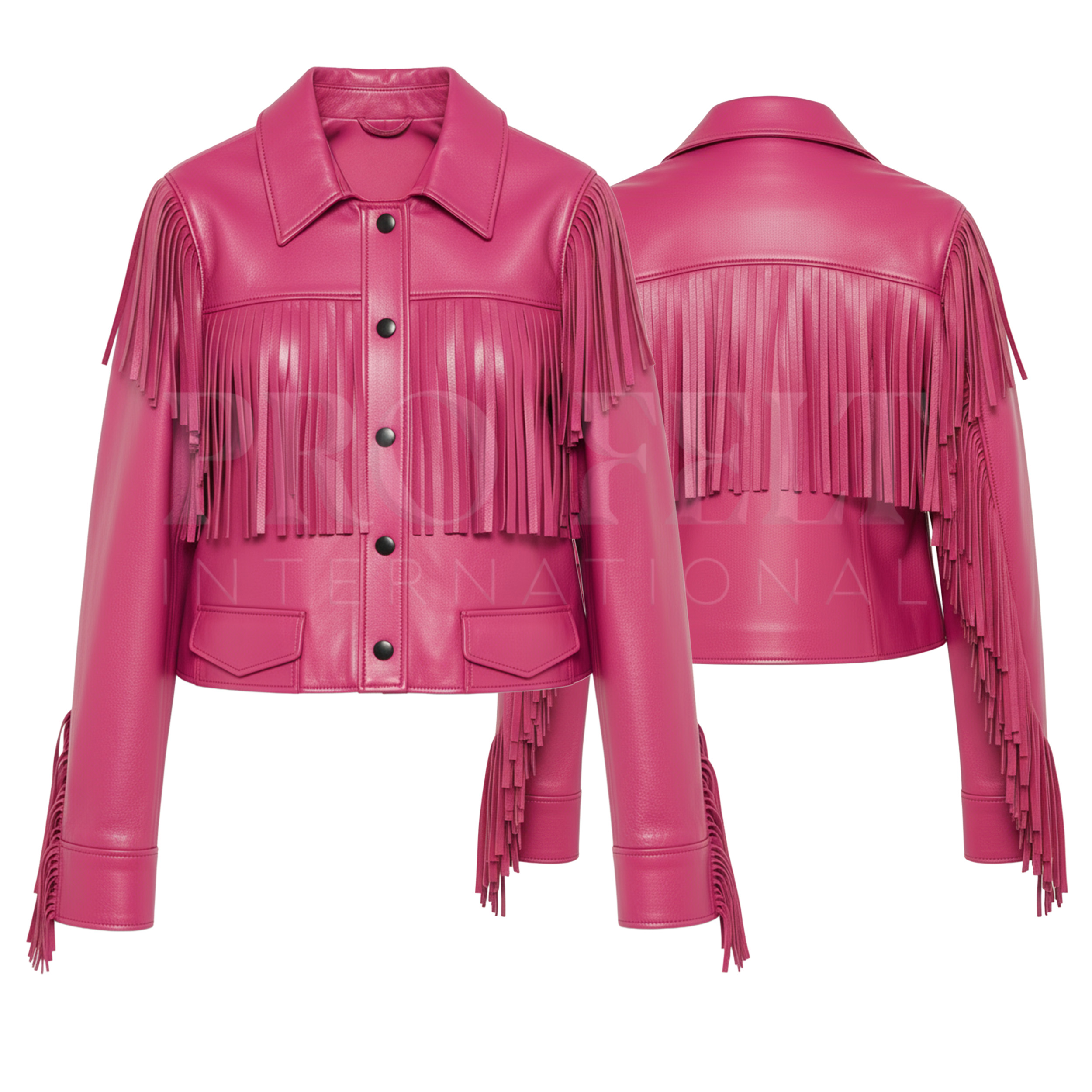 Wholesale Women's Sheep Skin Woven Quilted Short Motorcycle Jacket Custom Color Genuine Leather Outerwear with Tassel and Fringe