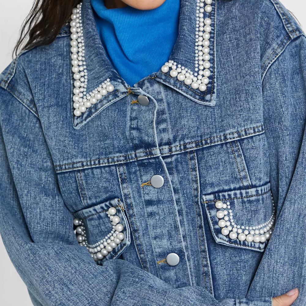 Newest 2025 Style Lady Denim Jean Jacket for Women's Long Sleeves Women Clothing Bulk Quantity Denim Jackets OEM Serviced