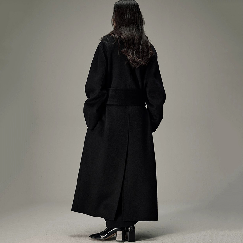 Weshallo Custom Winter Luxury Long Camel Hair Woolen Coats Double Faced Wool Trench Coat for Women
