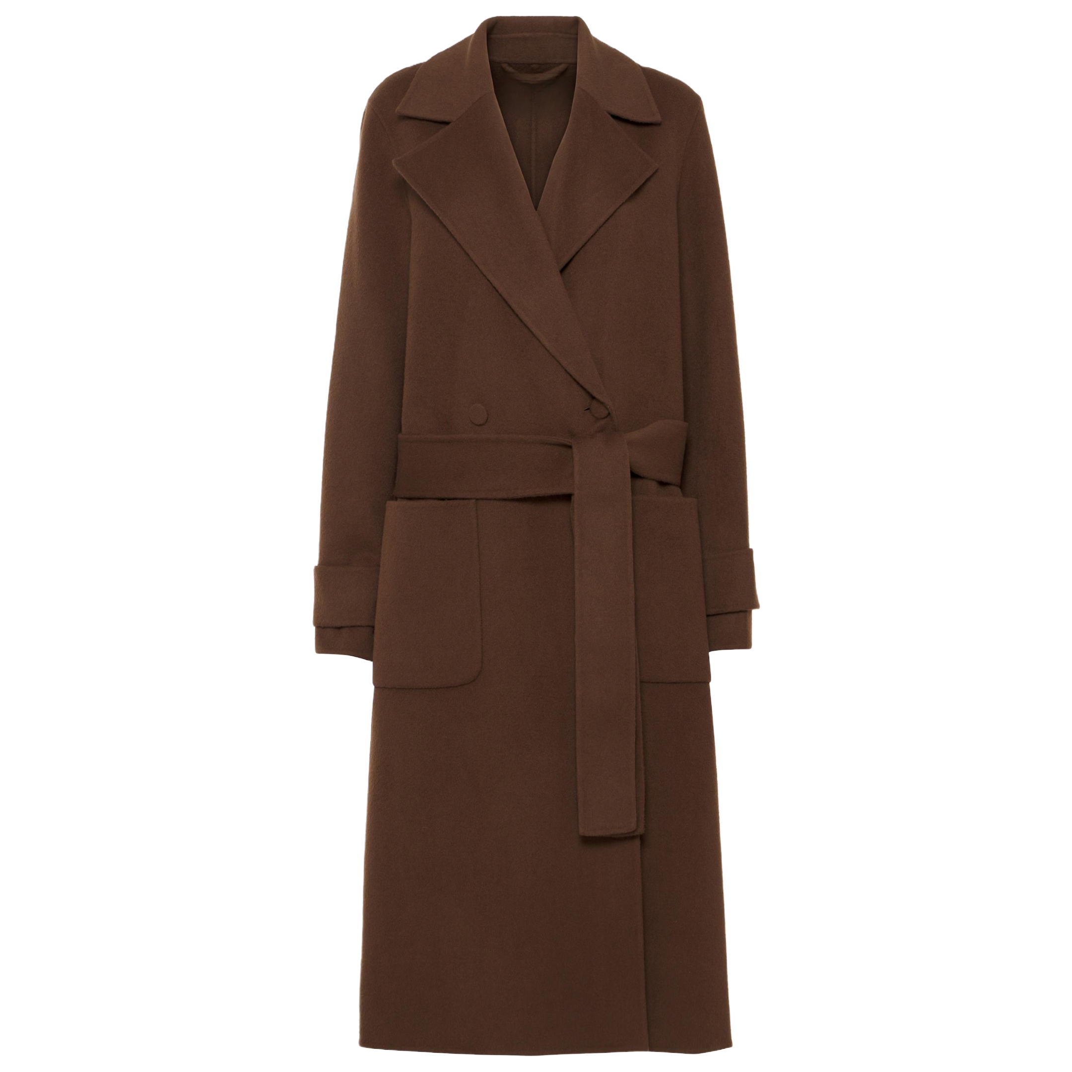 Custom Brown Belted Women's Winter Coat in Wool Cashmere Blend Elegant and Stylish Woolen Trench Coat for Women