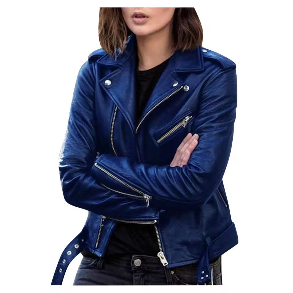 High Quality Women Genuine Leather Jacket Winter Women Leather Jacket/Women's Genuine Lambskin Leather Biker