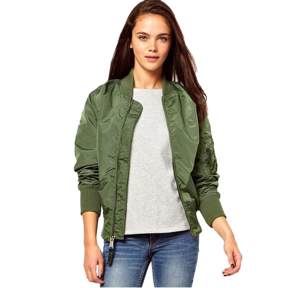 Latest Small Polyester Canvas Winter Breathable Eco-Friendly Front Outdoor Women's Zipper Bomber Jackets | Women's Fashion