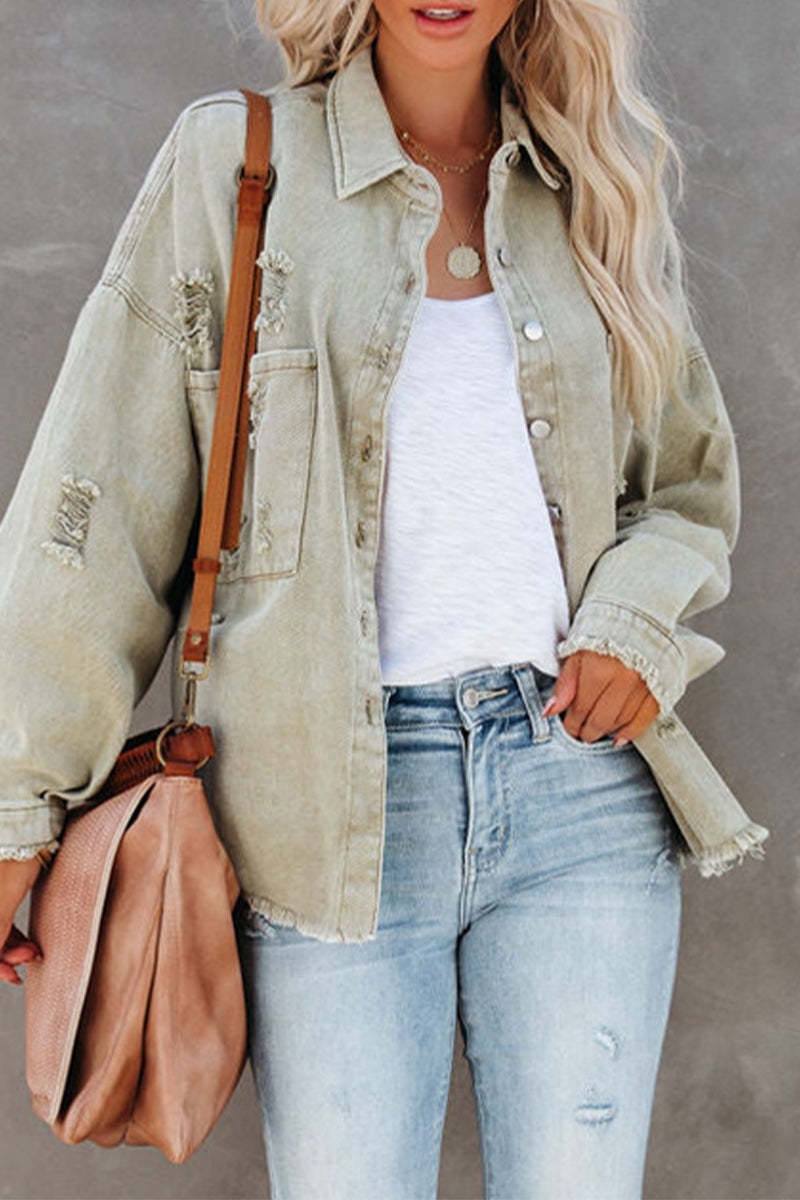 2023 High Quality Wholesale Women Jean Jackets and Coats Hole-wish Short Denim Jacket