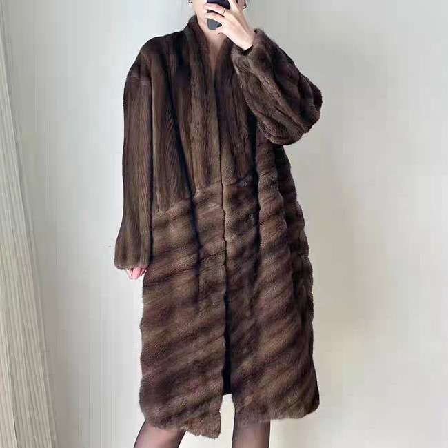 2026 Luxury Women's Coat, Full-Cut Purple-Gold Grade Whole Mink Fur Coat, Mid-Length Mink Fur Outerwear for Women