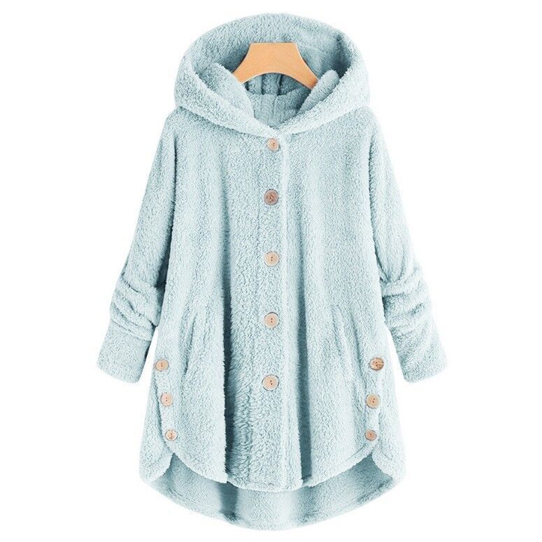 Custom logo Design Women's Oversized Hooded Plush Teddy Coat for Autumn Winter Loose Warm Outwear Buttoned Soft Jacket Plus Size